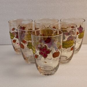 Set of 6 Autumn Leaf Pattern Glasses